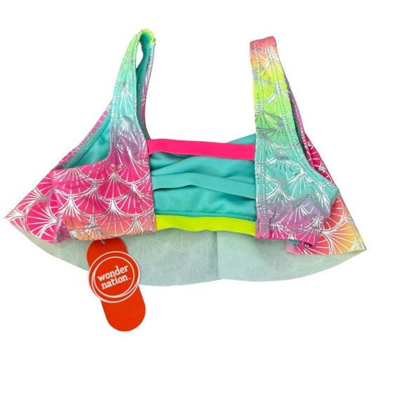 Wonder Nation Girls Flounce Shimmer Ombre Mermaid Scale Swim Top – Size XS (4-5) - Picture 3 of 3